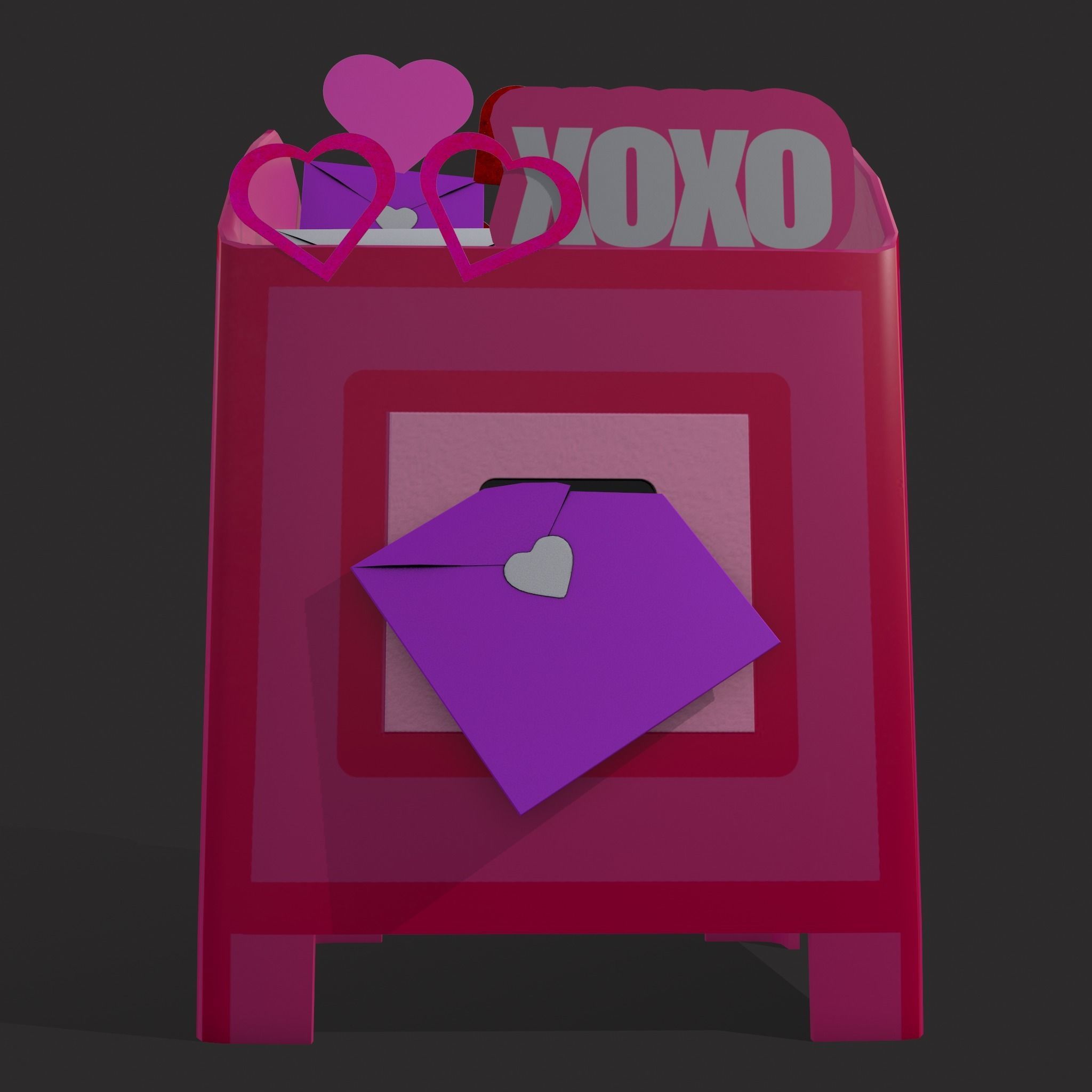 Valentines Day Small Mailbox Low-poly 3D model_17