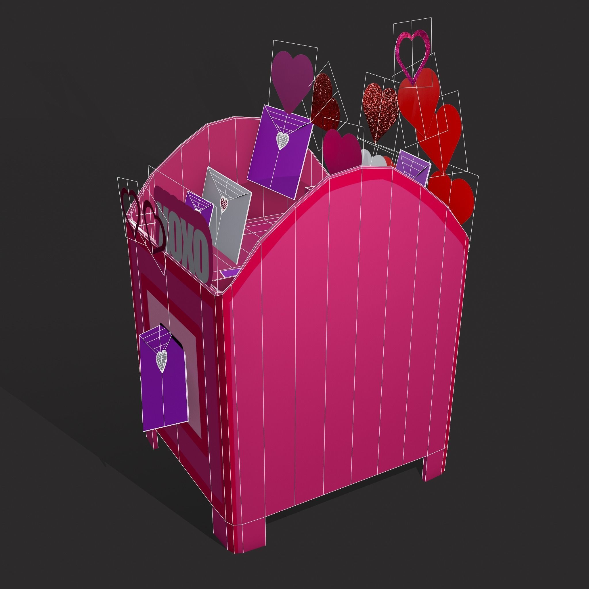 Valentines Day Small Mailbox Low-poly 3D model_4