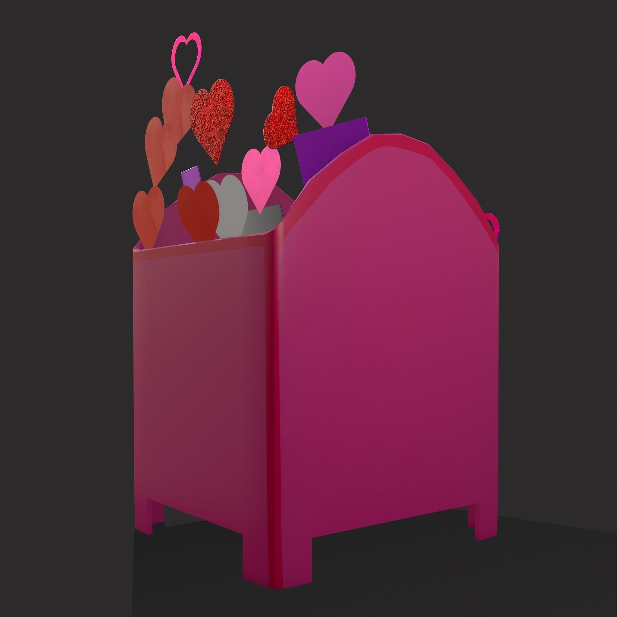 Valentines Day Small Mailbox Low-poly 3D model_7