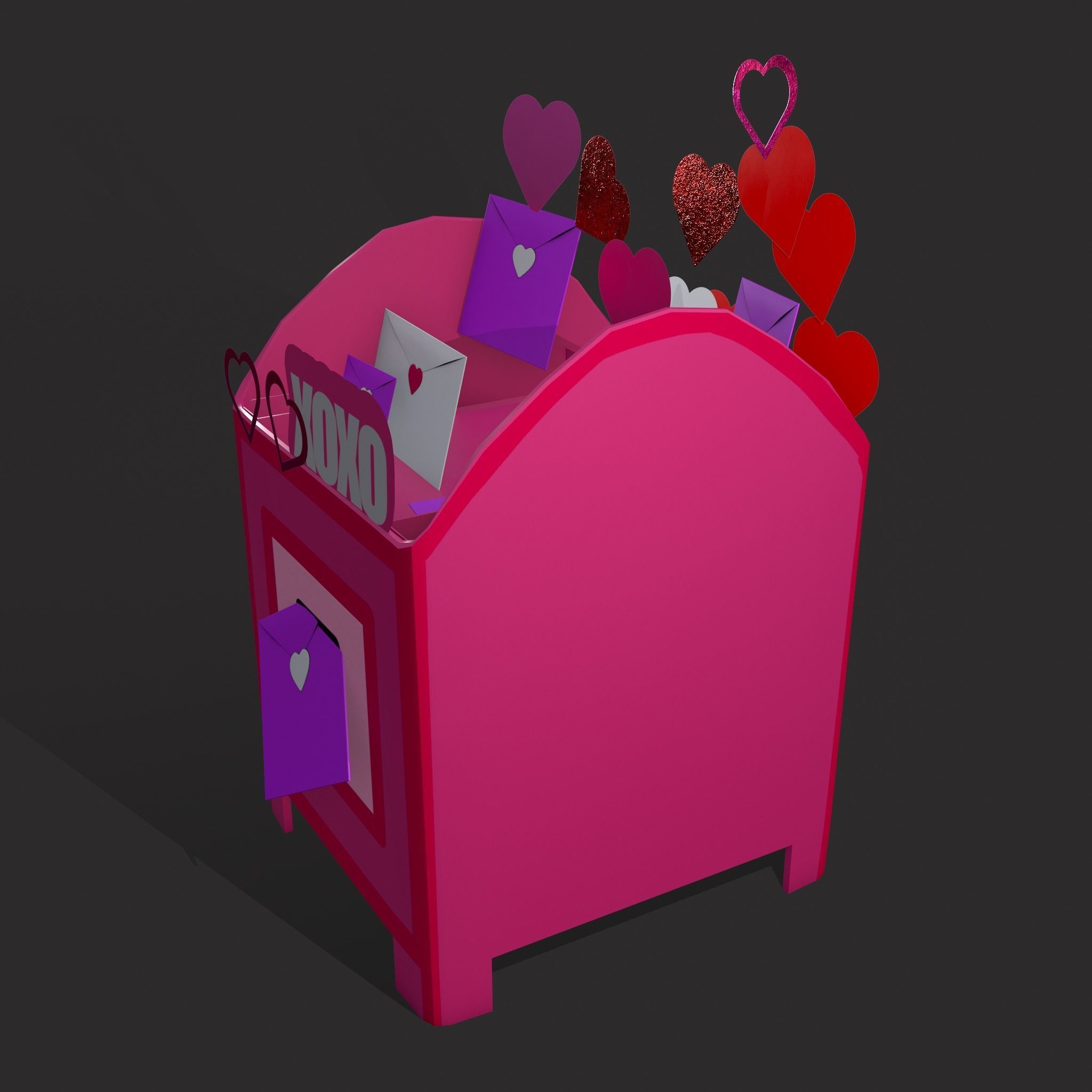 Valentines Day Small Mailbox Low-poly 3D model_3