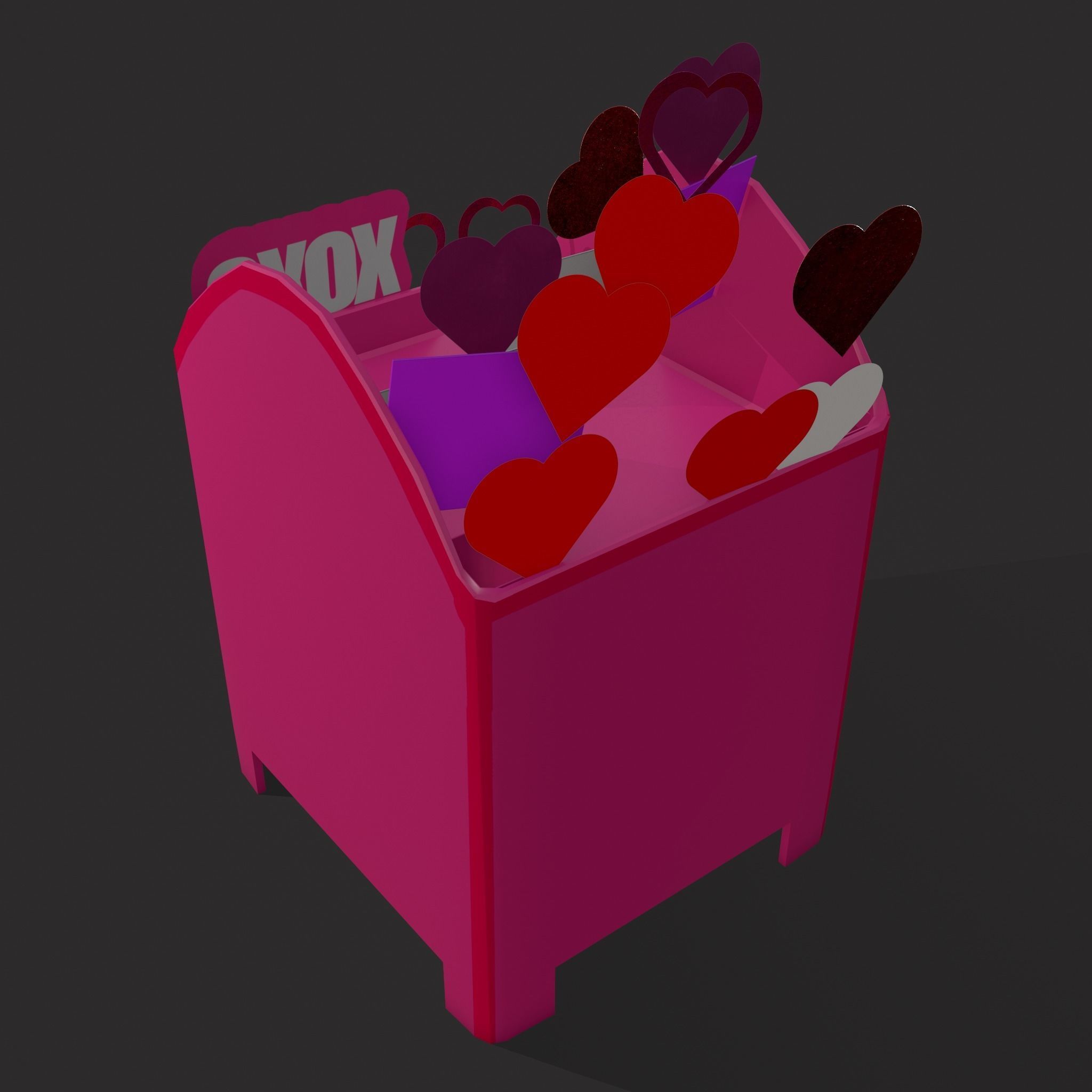 Valentines Day Small Mailbox Low-poly 3D model_21