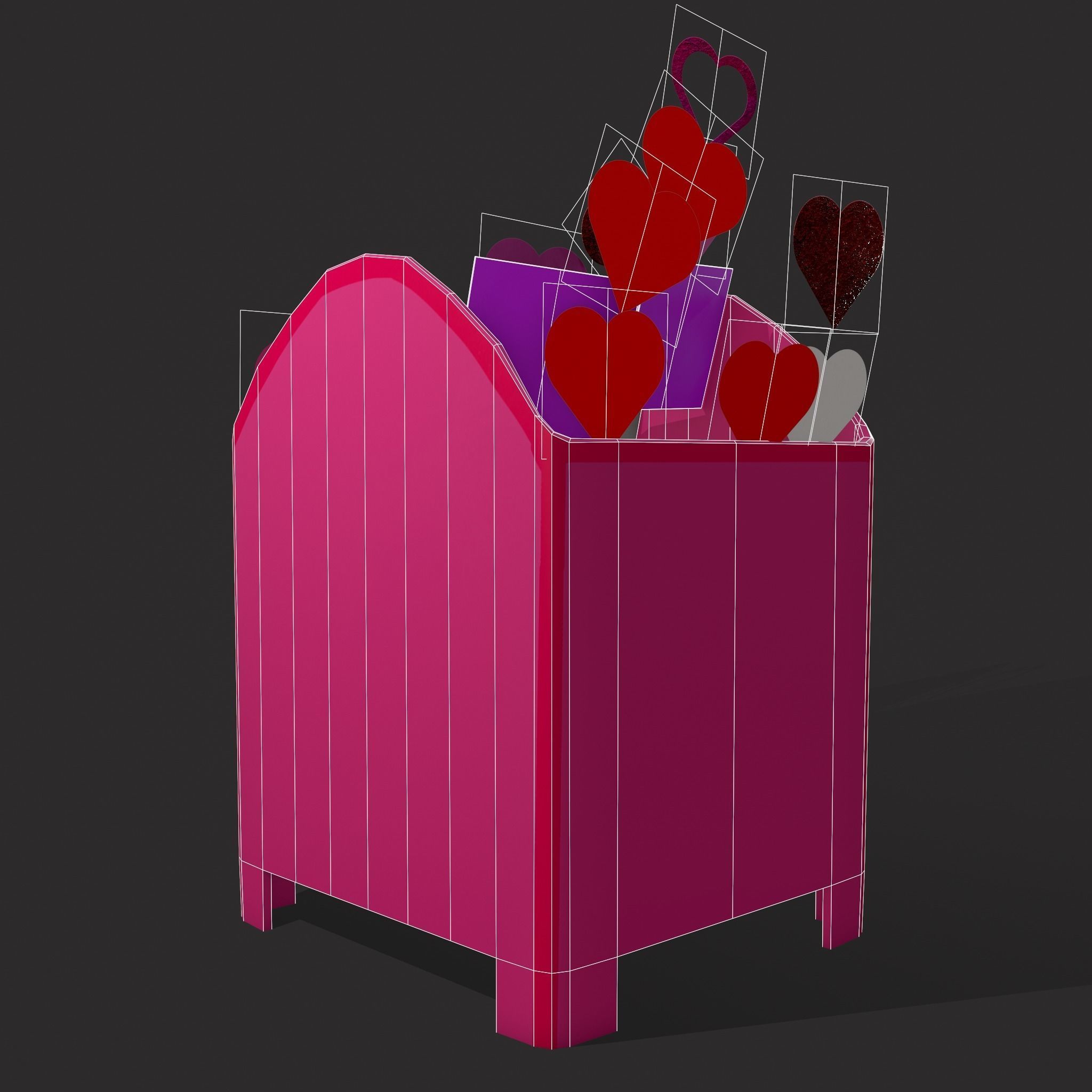 Valentines Day Small Mailbox Low-poly 3D model_6