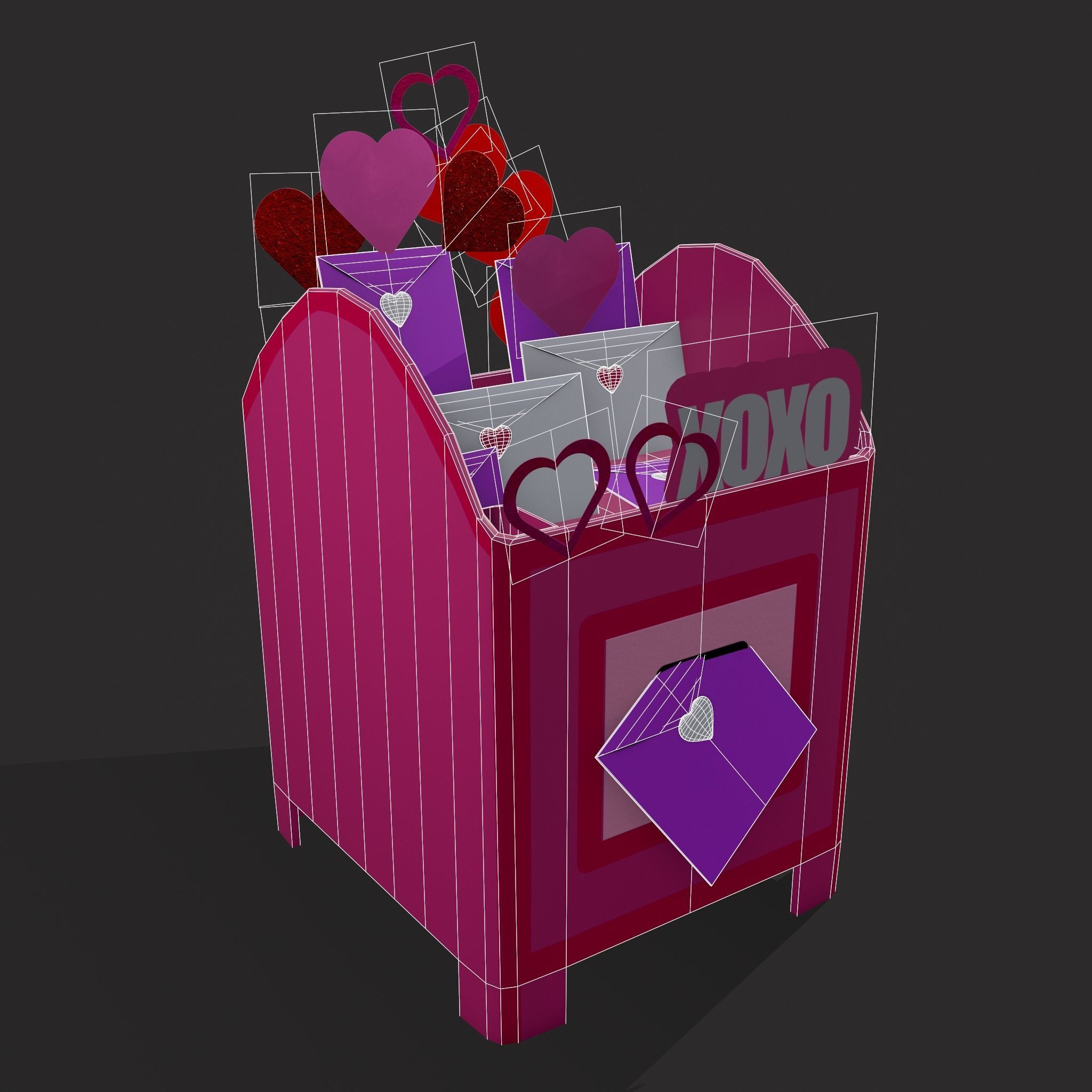 Valentines Day Small Mailbox Low-poly 3D model_2