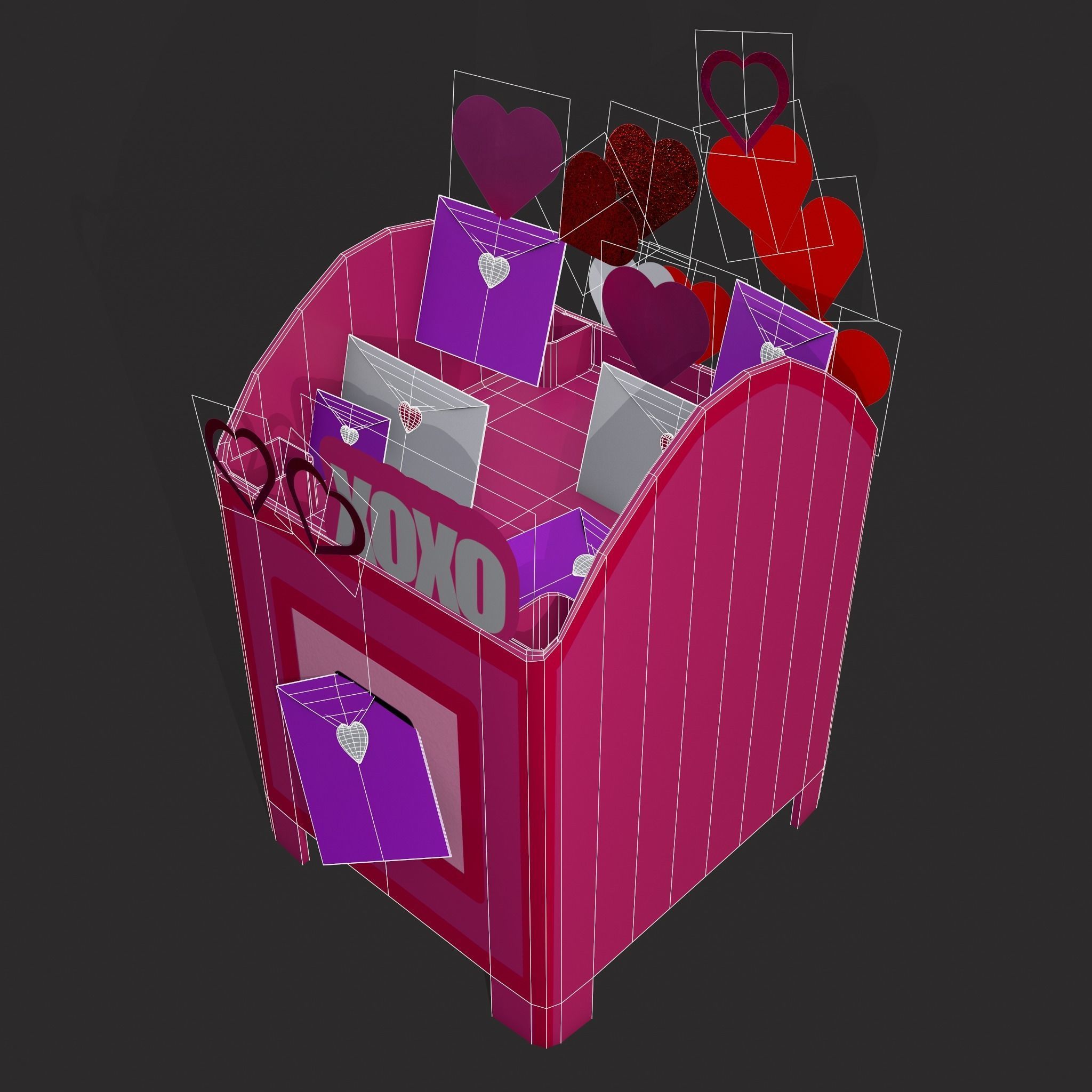 Valentines Day Small Mailbox Low-poly 3D model_12