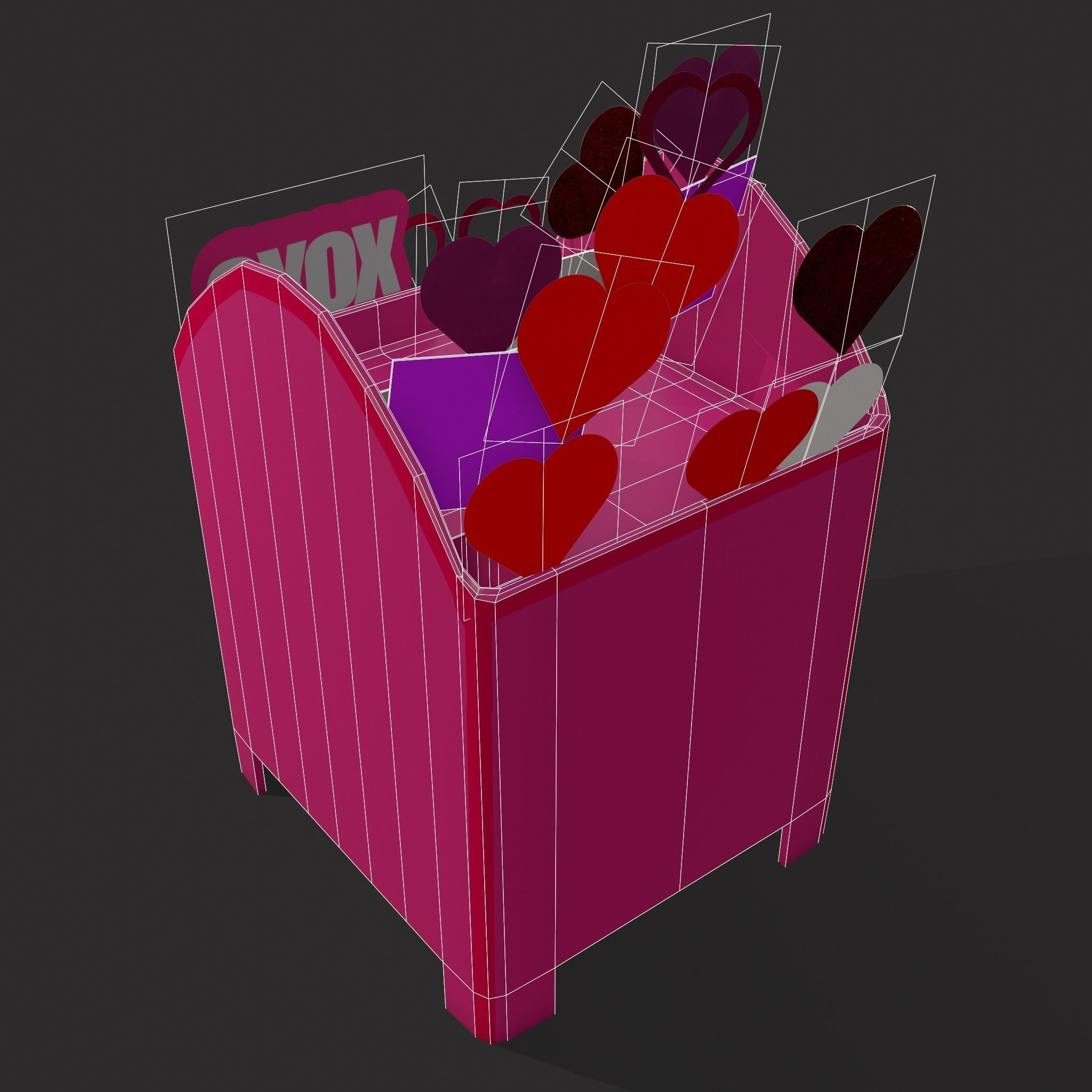Valentines Day Small Mailbox Low-poly 3D model_22
