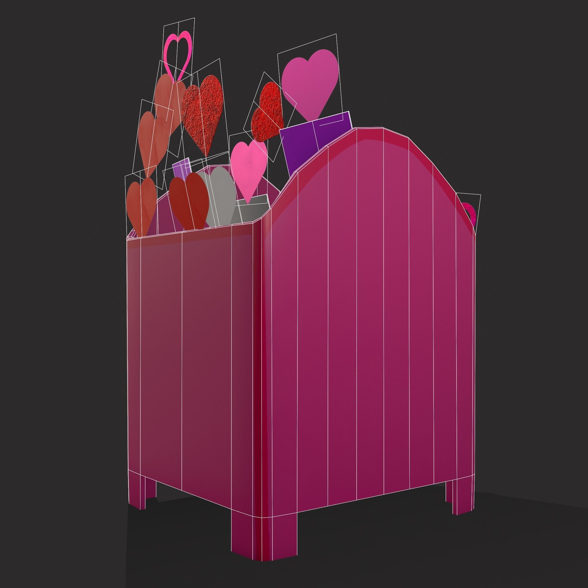 Valentines Day Small Mailbox Low-poly 3D model_8