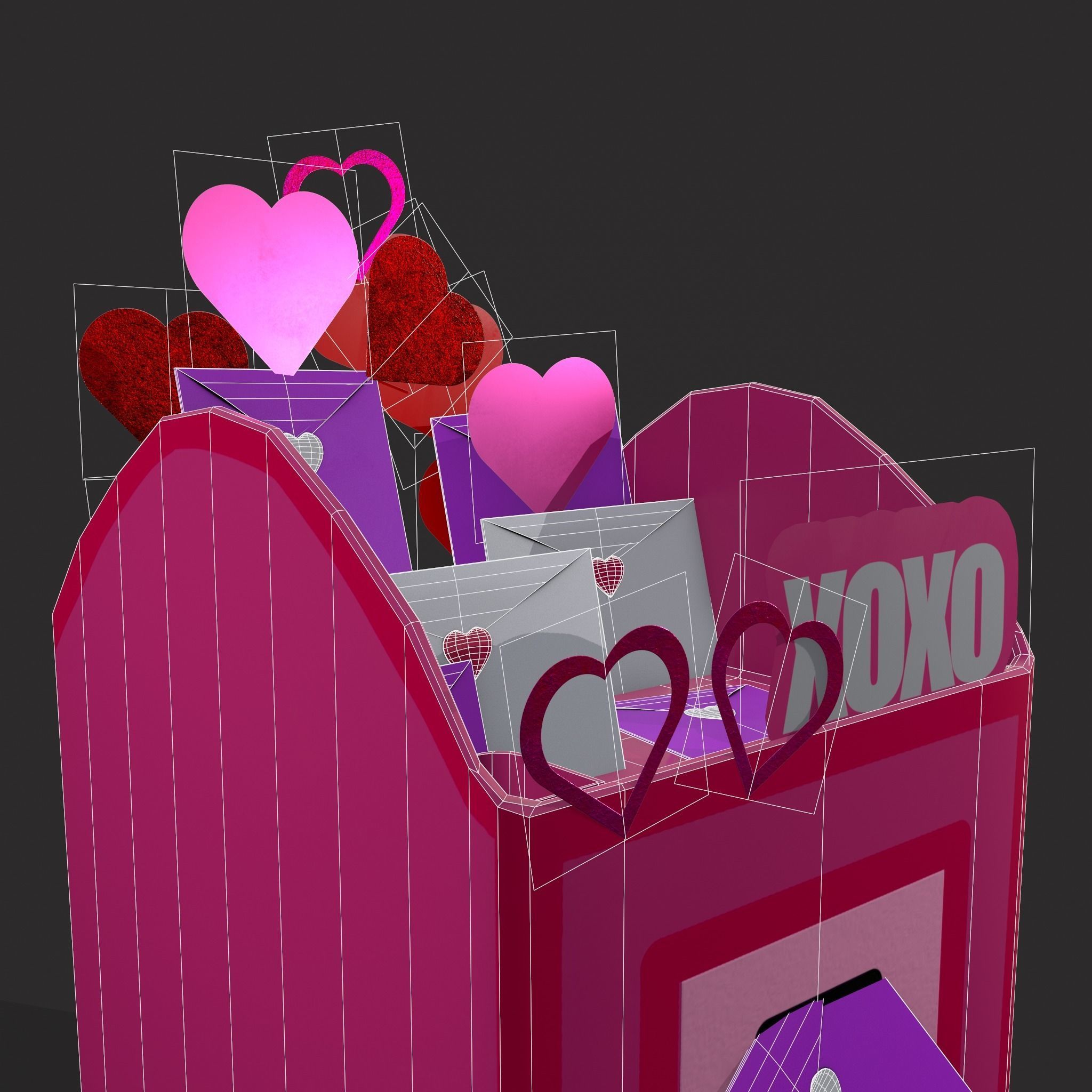Valentines Day Small Mailbox Low-poly 3D model_10