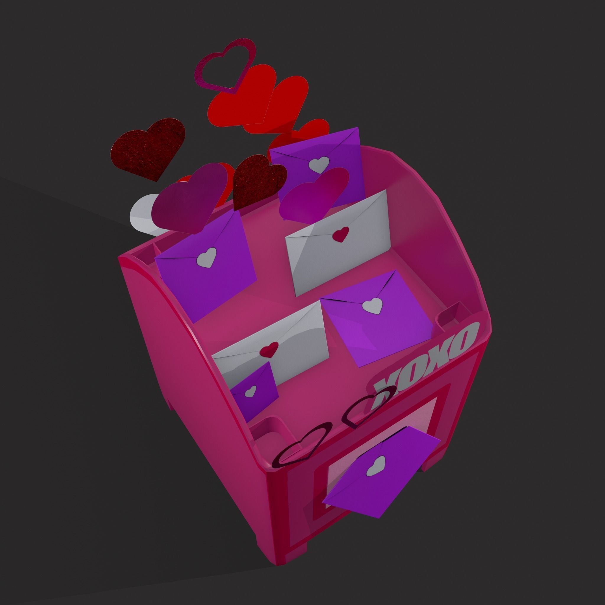 Valentines Day Small Mailbox Low-poly 3D model_13