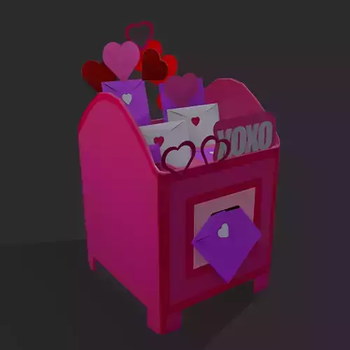 Valentines Day Small Mailbox Low-poly 3D model