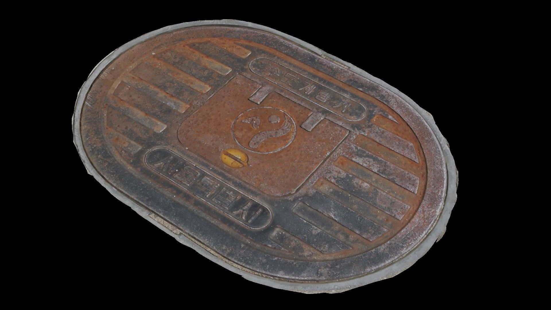 Korean style 7 manhole set 3D model_5