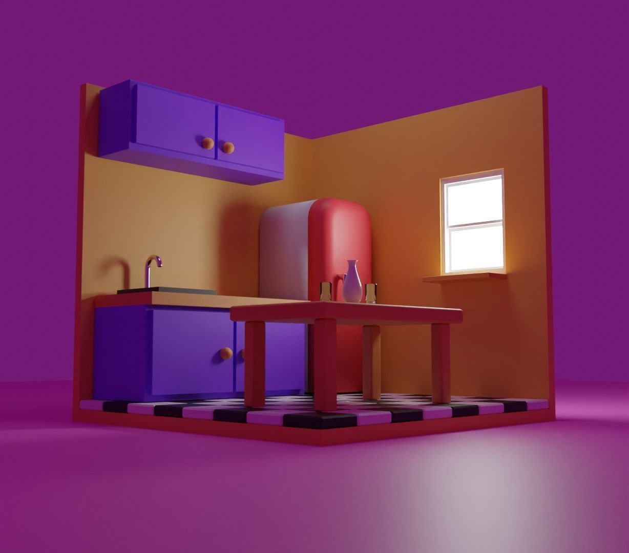 isometric kitchen Low-poly 3D model_6