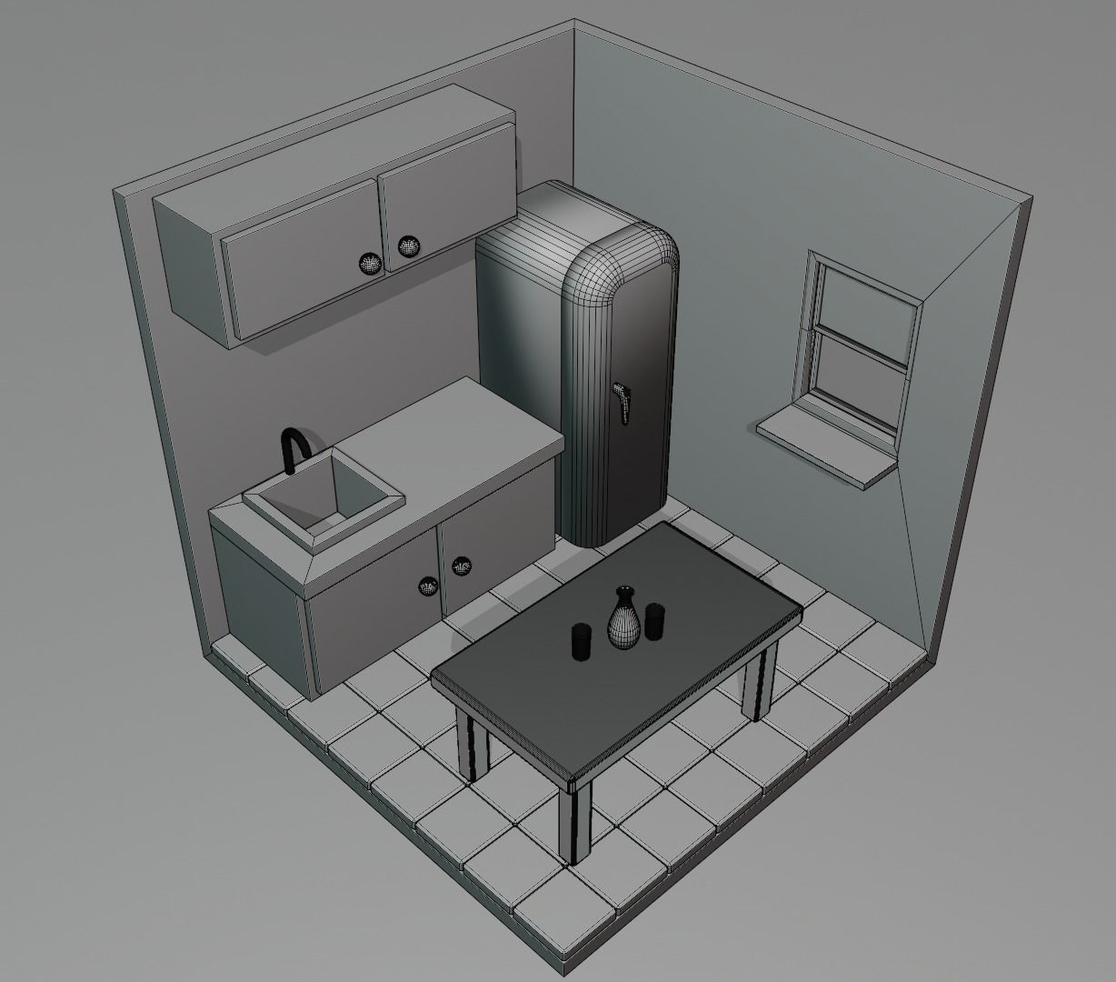 isometric kitchen Low-poly 3D model_15