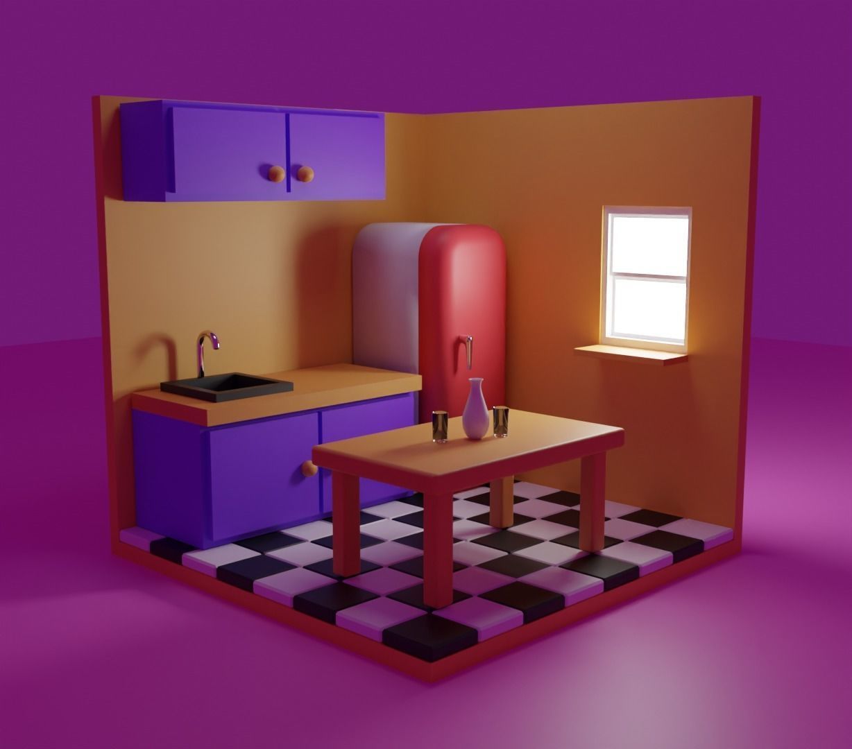 isometric kitchen Low-poly 3D model_5