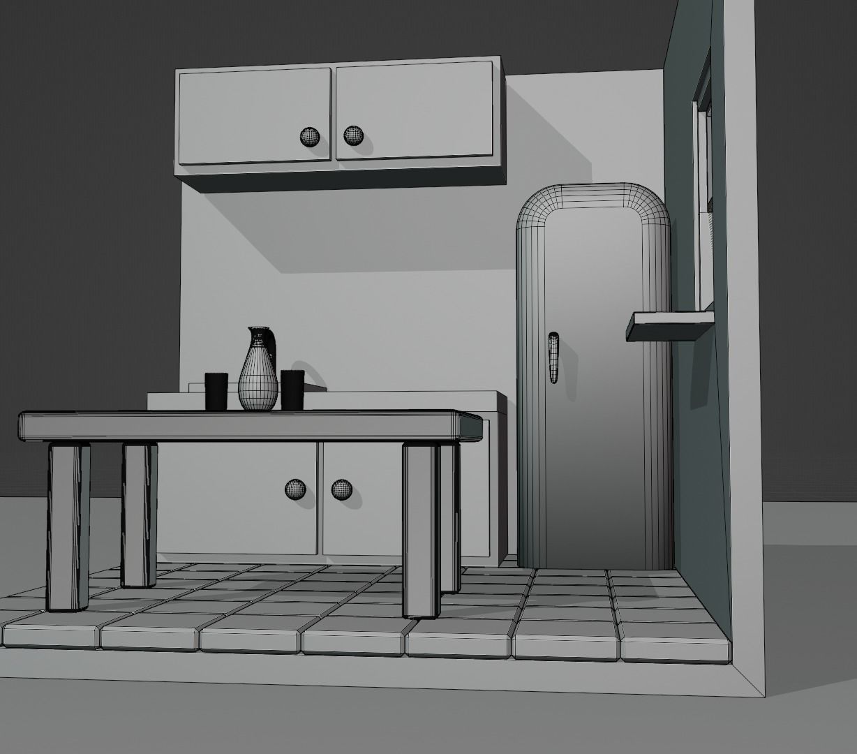 isometric kitchen Low-poly 3D model_17
