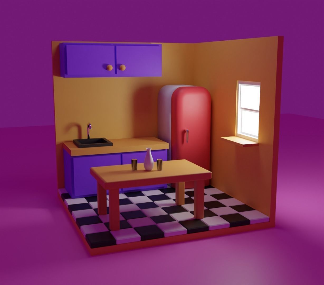 isometric kitchen Low-poly 3D model_12