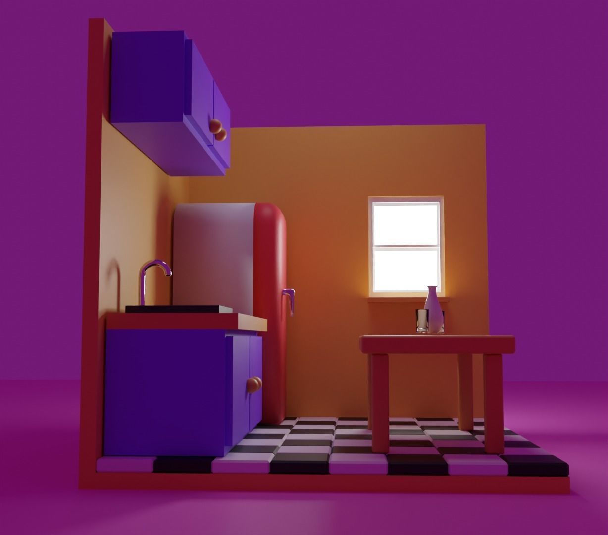 isometric kitchen Low-poly 3D model_9