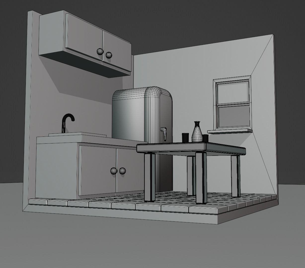 isometric kitchen Low-poly 3D model_16