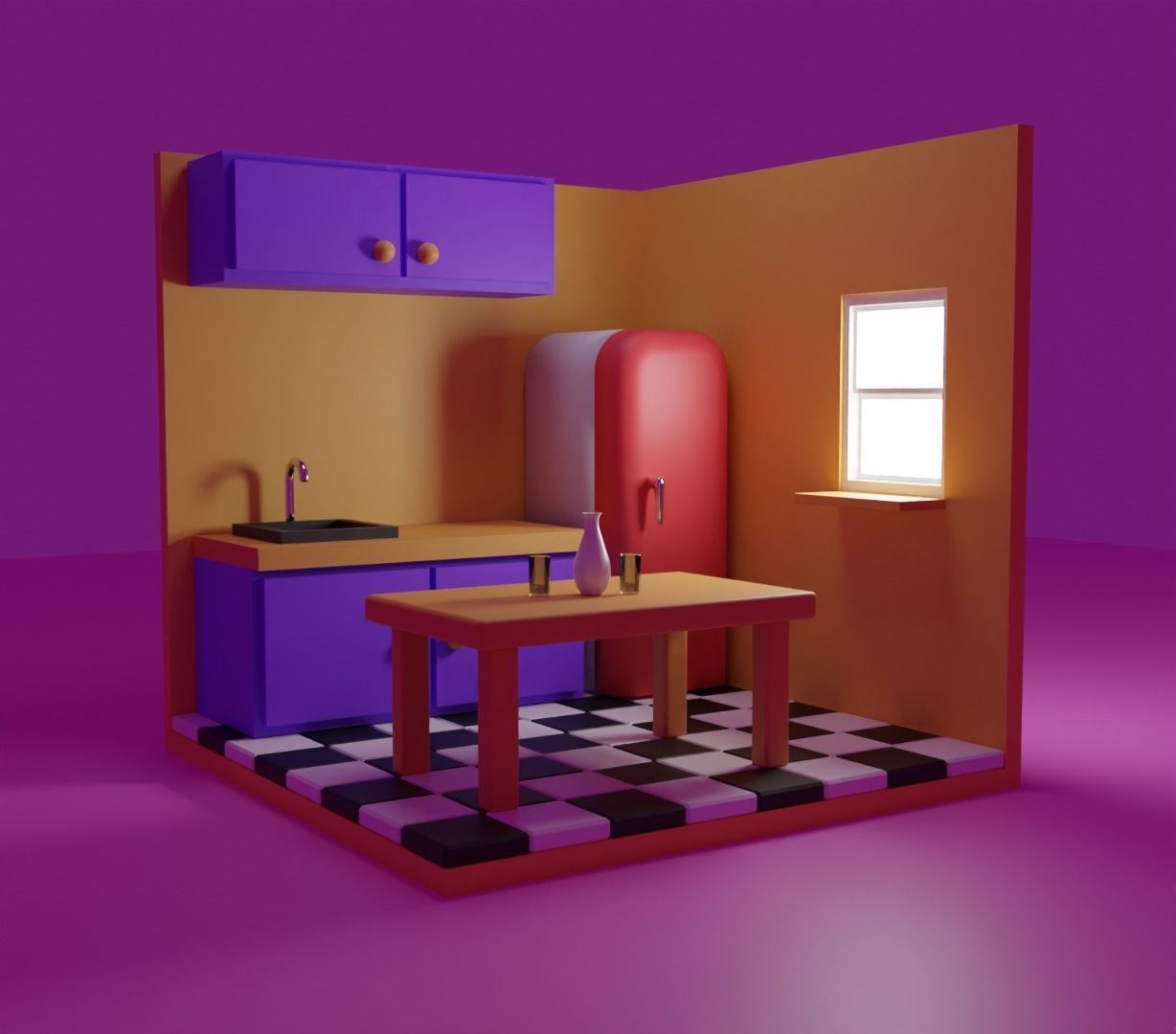 isometric kitchen Low-poly 3D model_11