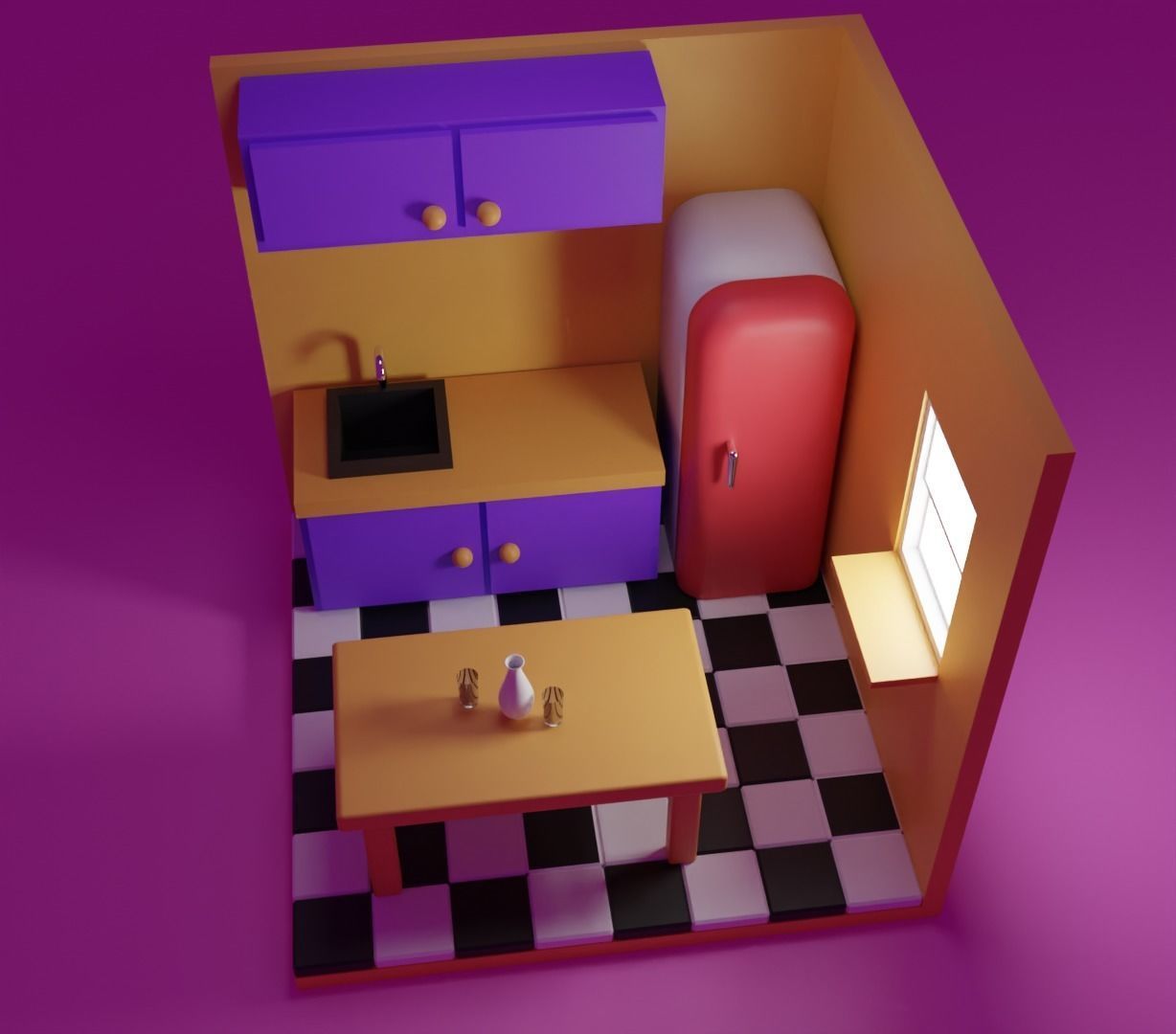 isometric kitchen Low-poly 3D model_7