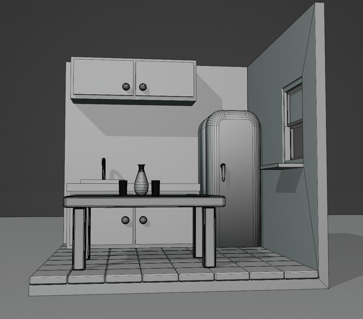 isometric kitchen Low-poly 3D model_14