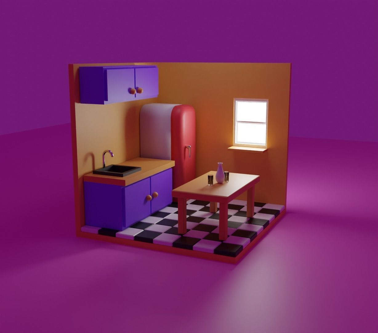 isometric kitchen Low-poly 3D model_3