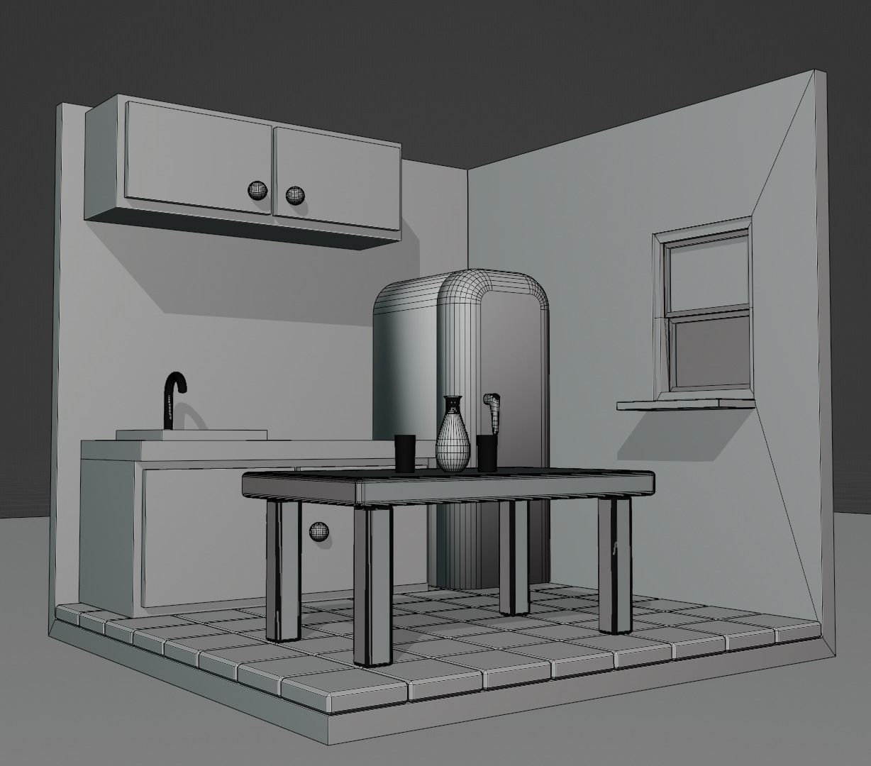 isometric kitchen Low-poly 3D model_13