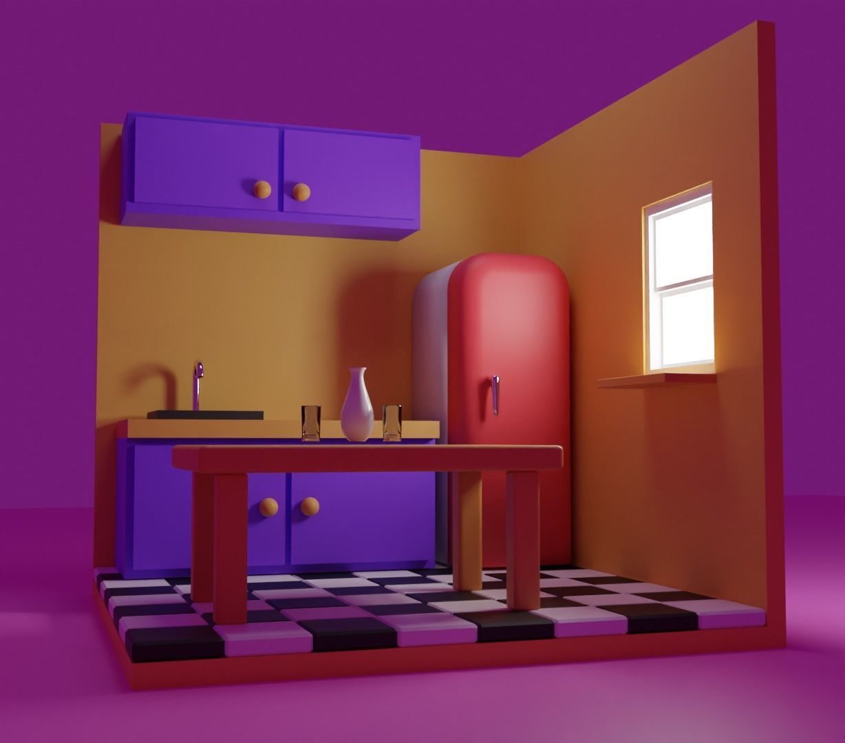 isometric kitchen Low-poly 3D model_10