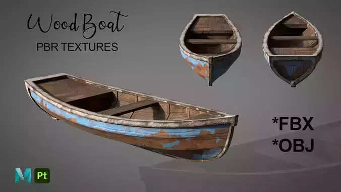 Wood Boat - 3D Model 3D model