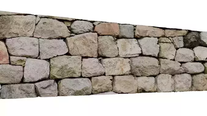 Korean Style Stone Wall 3D model