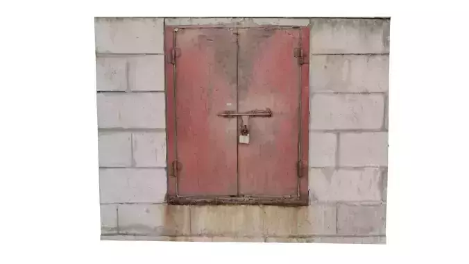 Stone Brick Wall with Red Door 