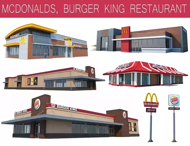 Mcdonalds Burger king Restaurant 3D model
