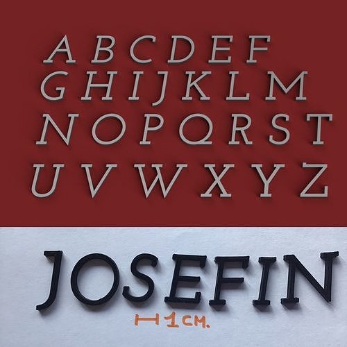 JOSEFIN uppercase and lowercase 3D Letters STL FILE  3D print model