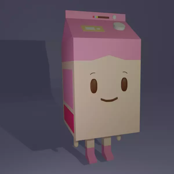 Milk Cartoon Character 3D model_0
