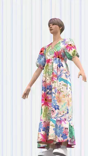 Ladies Maxi Dress Low-poly 3D model
