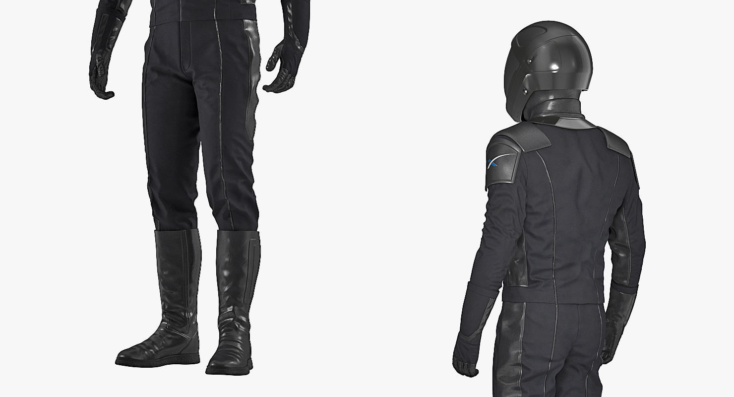 Sci-Fi Space Suit Black Standing Pose 3D model_5