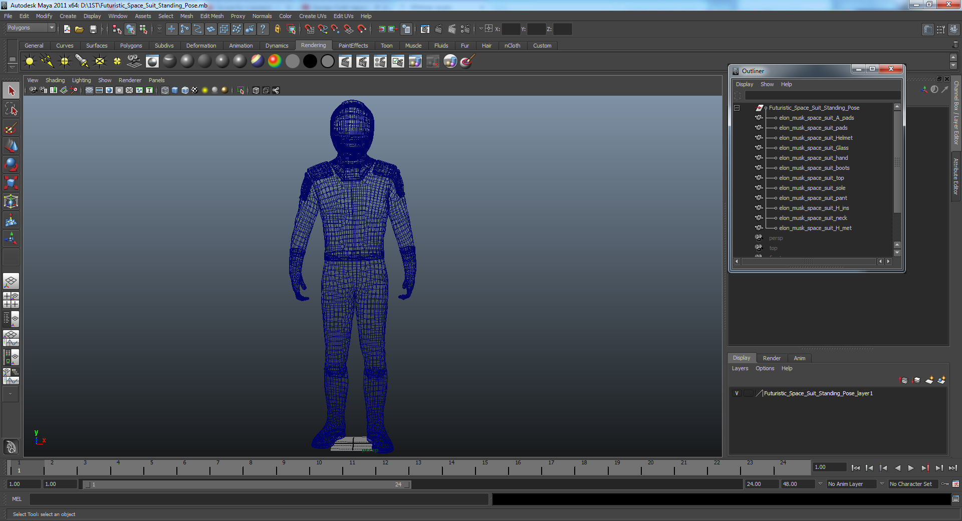 Sci-Fi Space Suit Black Standing Pose 3D model_19