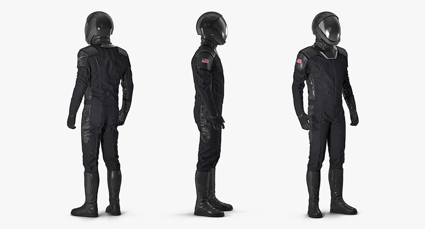 Sci-Fi Space Suit Black Standing Pose 3D model_2