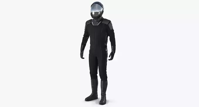 Sci-Fi Space Suit Black Standing Pose 3D model