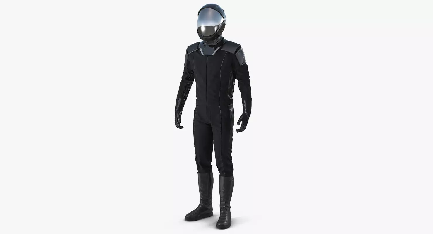Sci-Fi Space Suit Black Standing Pose 3D model_0