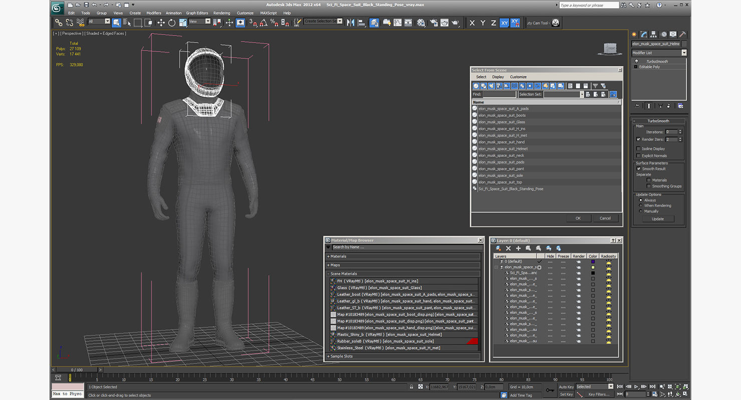 Sci-Fi Space Suit Black Standing Pose 3D model_13