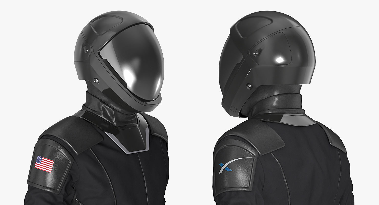 Sci-Fi Space Suit Black Standing Pose 3D model_7