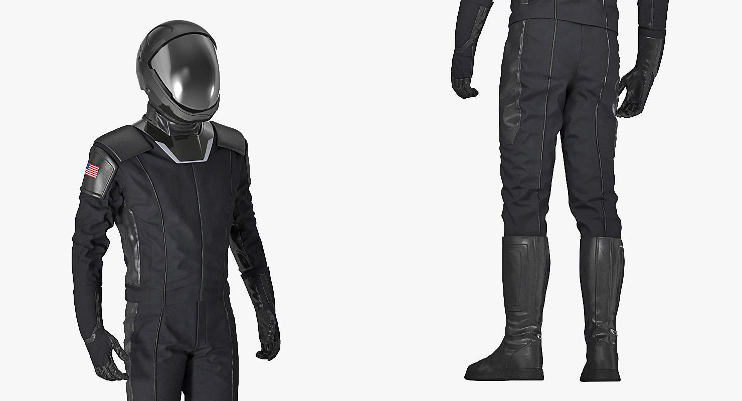 Sci-Fi Space Suit Black Standing Pose 3D model_4