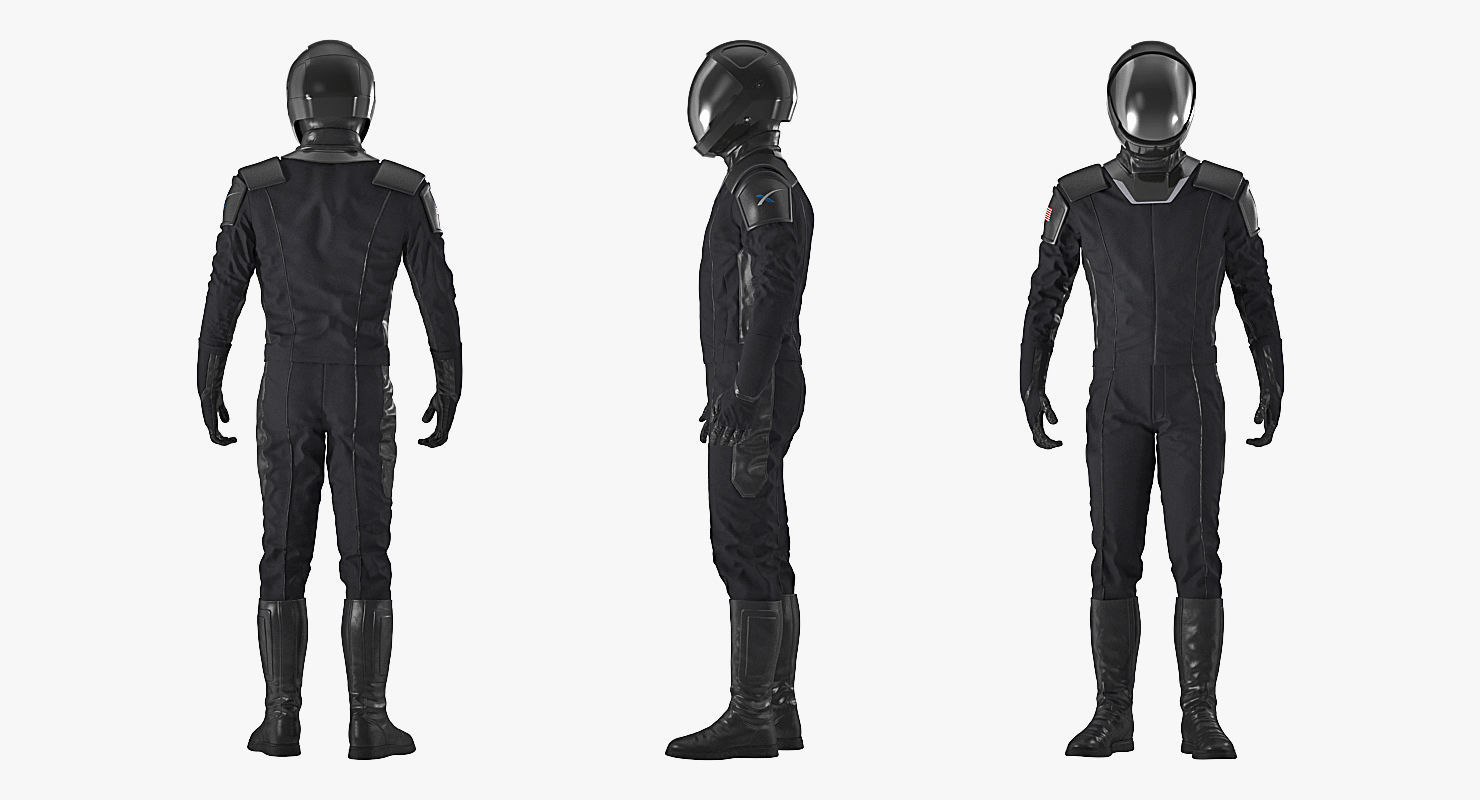 Sci-Fi Space Suit Black Standing Pose 3D model_1