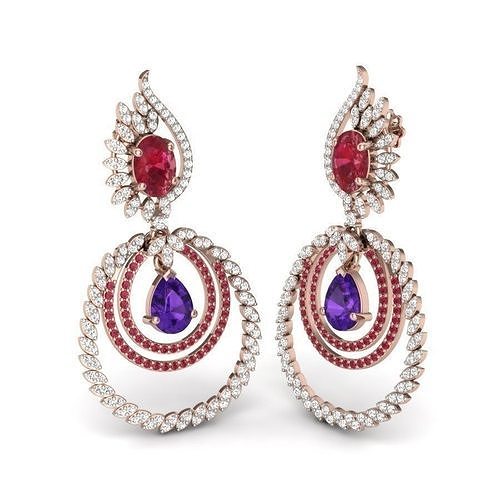 LUXURY MICROSETTING DIAMOND EARRINGS 3D print model 3D print model