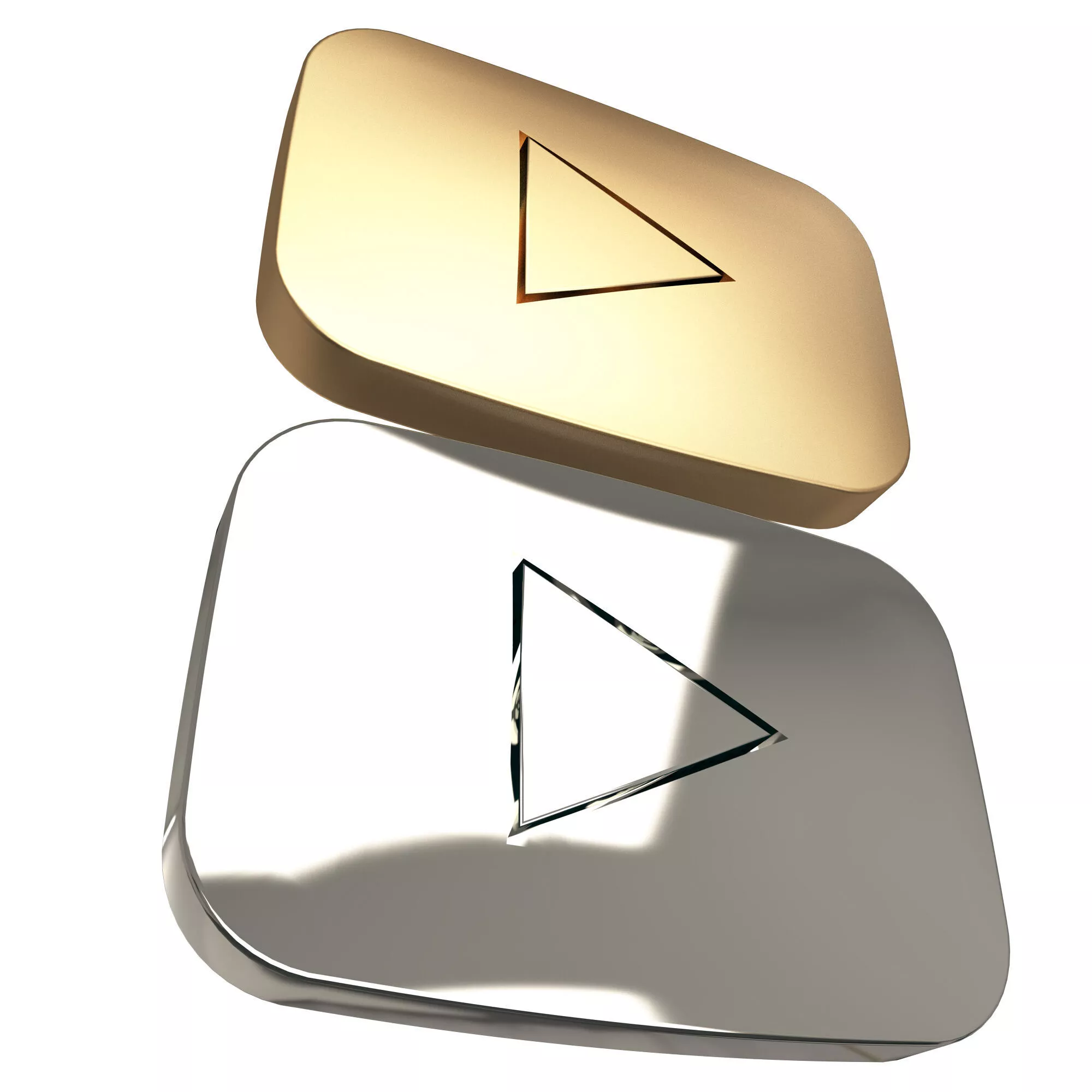 Youtube Gold and Silver Play Buttons Low-poly 3D model