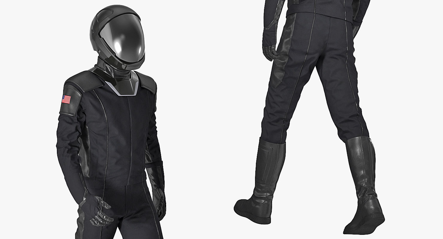 Sci-Fi Space Suit Black Walking Pose 3D model_4