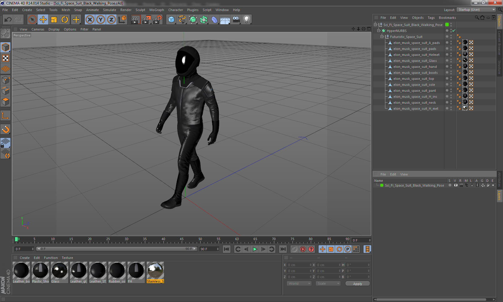Sci-Fi Space Suit Black Walking Pose 3D model_18