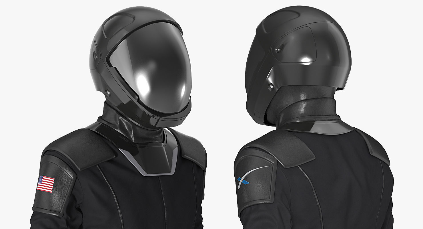 Sci-Fi Space Suit Black Walking Pose 3D model_7