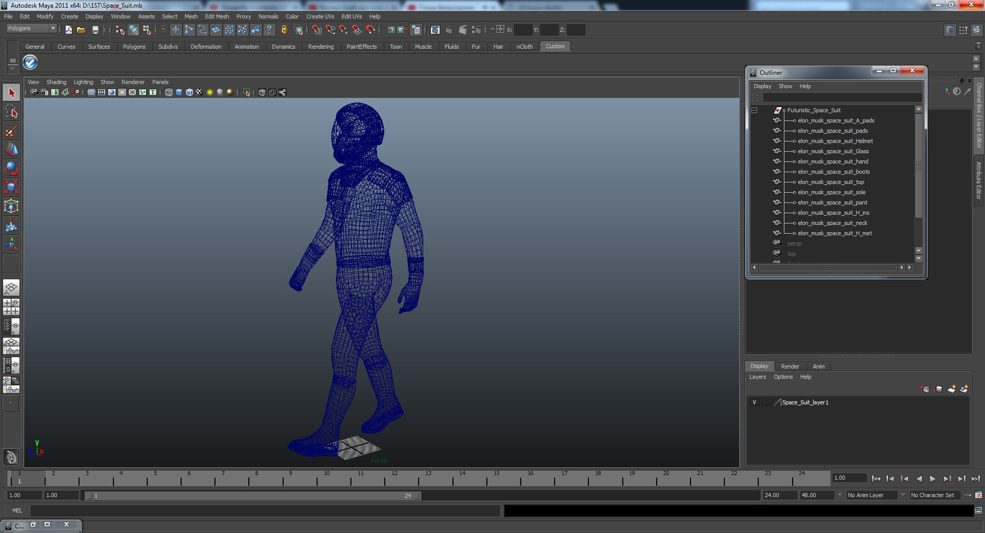Sci-Fi Space Suit Black Walking Pose 3D model_19