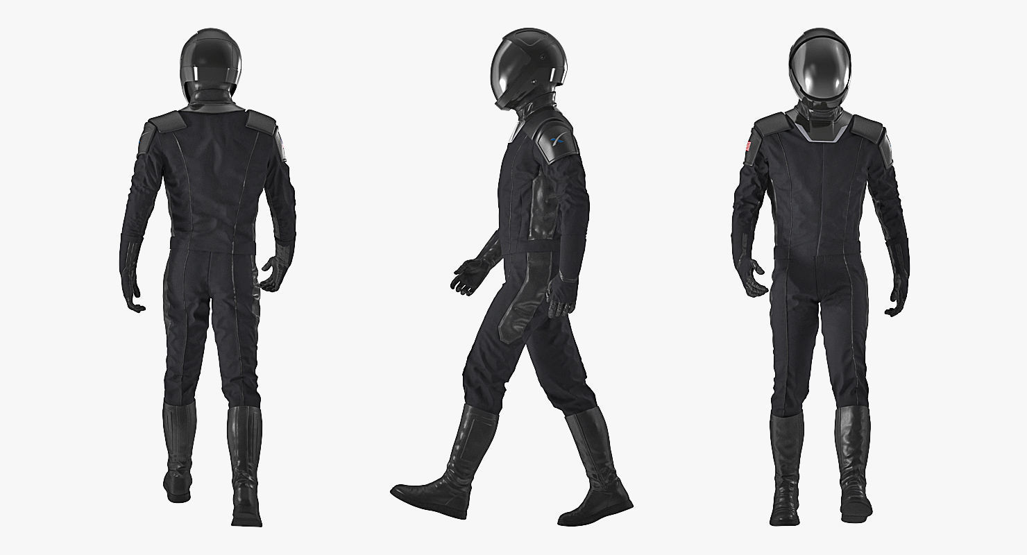 Sci-Fi Space Suit Black Walking Pose 3D model_1